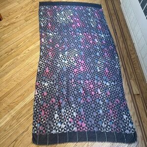 Geometric Print Rectangular Scarf Purple Blue Black OS